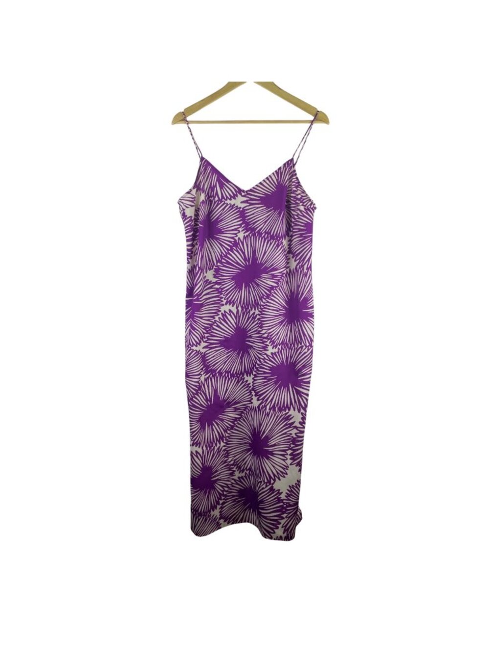 Tracy Reese x Anthropologie Floral Dahlia Mum Slip Dress Size 12 Purple Slits